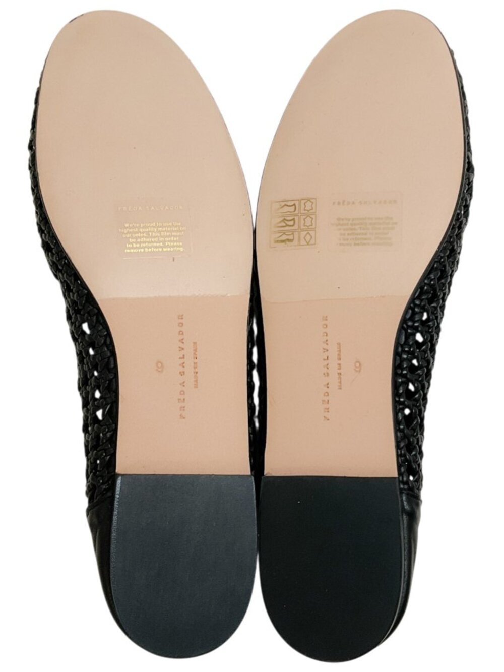 Freda Salvador Black Leather Riley Woven Round Toe Flats - Picture 10 of 11